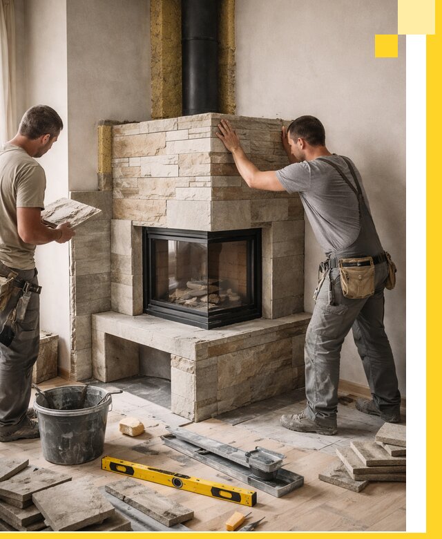 Угловые камины под ключ проект, монтаж и отделка в Светлограде