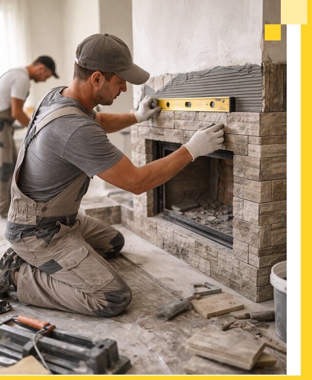 Облицовка каминов в Светлограде, монтаж и отделка натуральным камнем