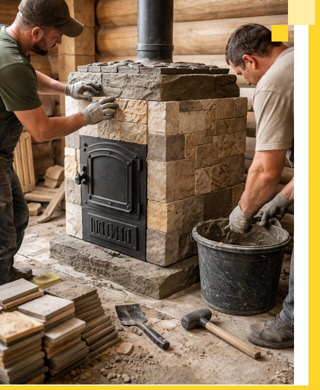 Облицовка банной печи под ключ в Светлограде: камень и плитка