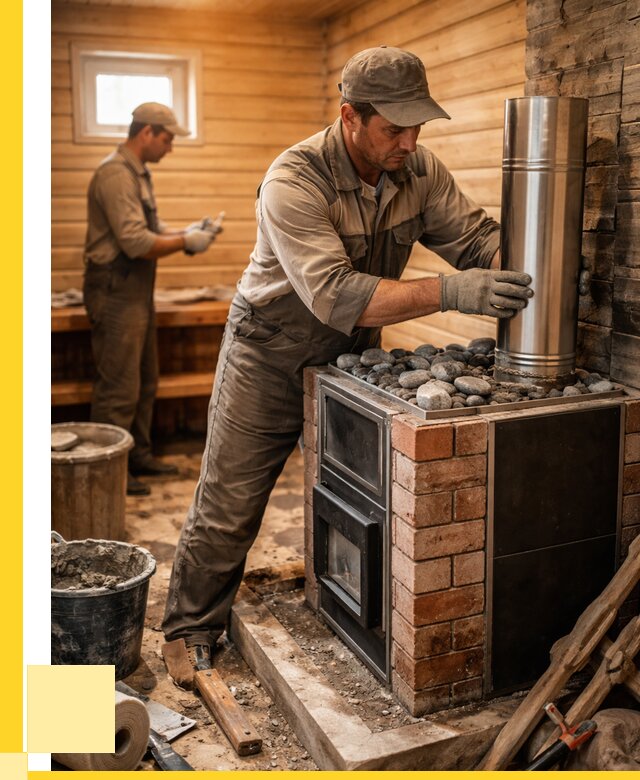 Монтаж печи в бане под ключ в Светлограде от 20316 р. | ЭриданСвт