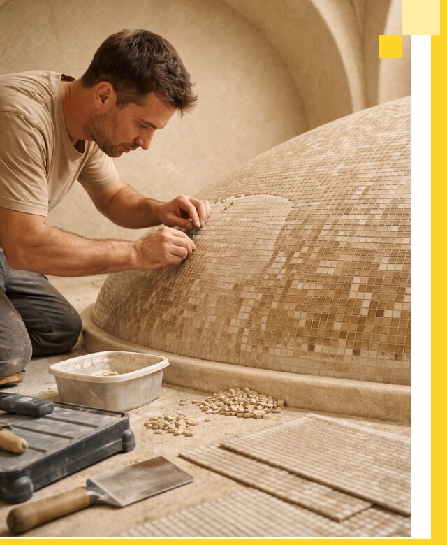 Профессиональная укладка мозаики для хамама под ключ в Светлограде