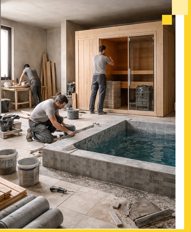 SPA зоны под ключ с бассейном сауной и печью в Светлограде